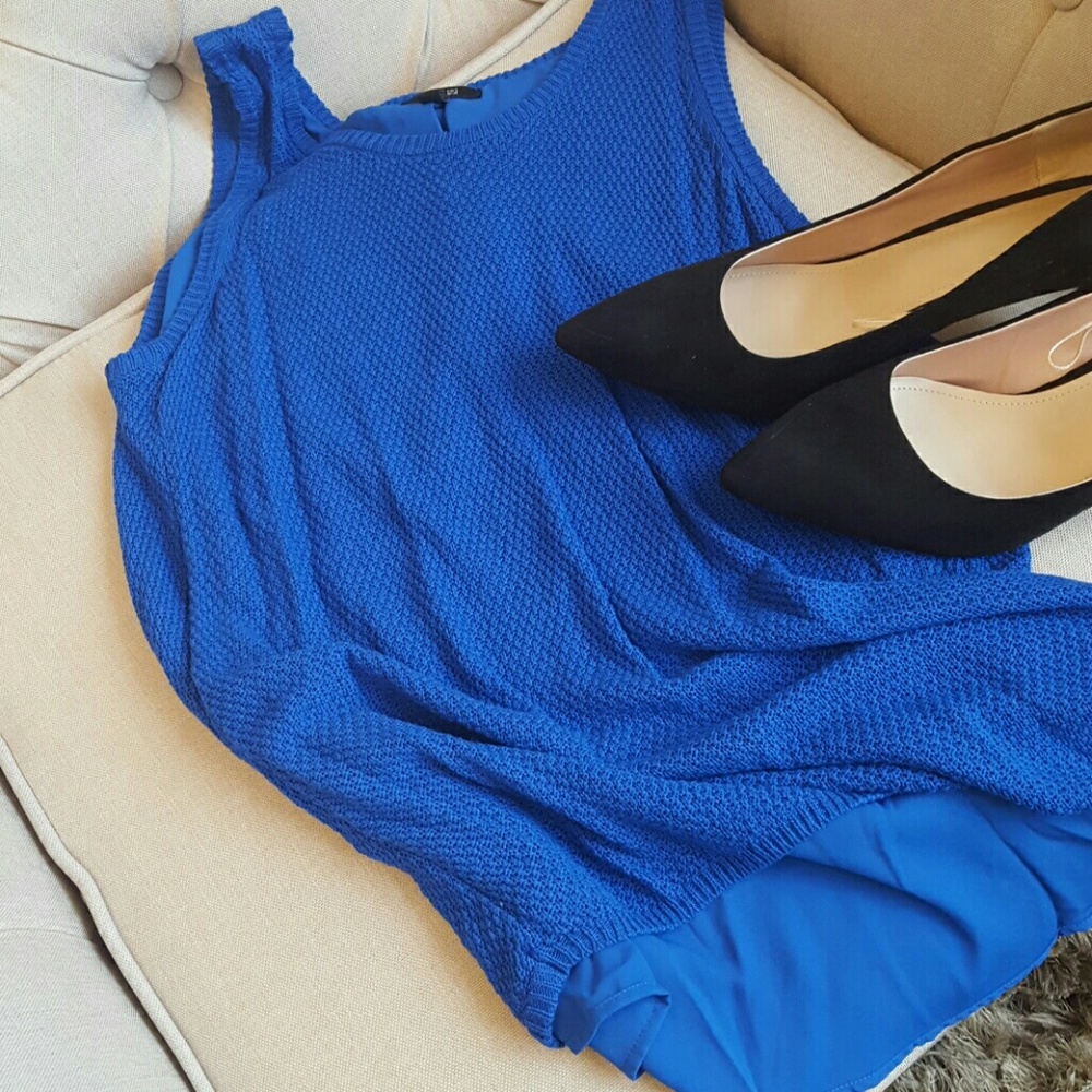 fancy royal blue blouse sleeveless top